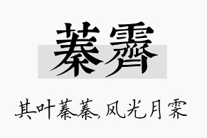 蓁霁名字的寓意及含义