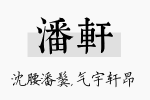 潘轩名字的寓意及含义