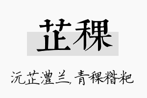 芷稞名字的寓意及含义