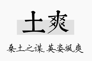 土爽名字的寓意及含义