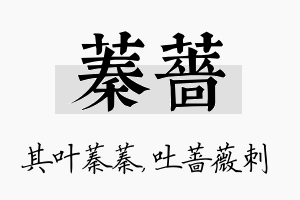 蓁蔷名字的寓意及含义