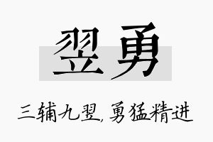 翌勇名字的寓意及含义