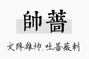 帅蔷名字的寓意及含义