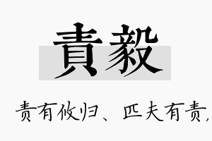 责毅名字的寓意及含义