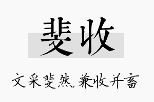 斐收名字的寓意及含义