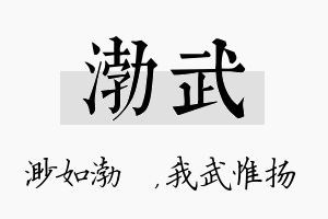 渤武名字的寓意及含义