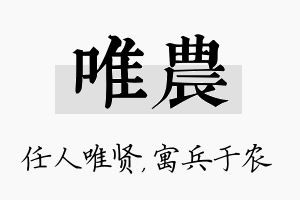 唯农名字的寓意及含义