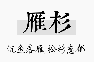 雁杉名字的寓意及含义