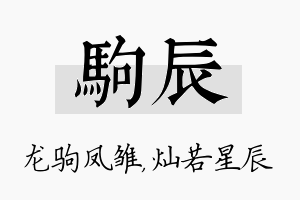 驹辰名字的寓意及含义