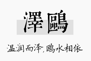 泽鸥名字的寓意及含义