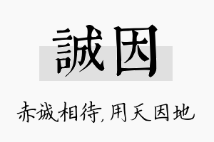 诚因名字的寓意及含义