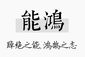 能鸿名字的寓意及含义