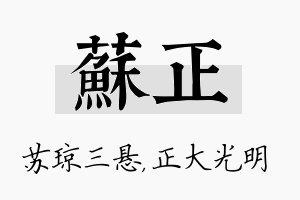 苏正名字的寓意及含义