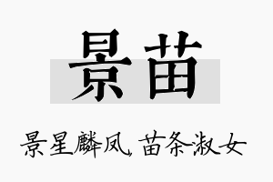 景苗名字的寓意及含义