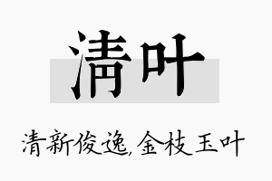 清叶名字的寓意及含义