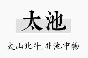 太池名字的寓意及含义