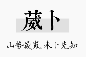 葳卜名字的寓意及含义