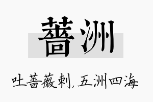 蔷洲名字的寓意及含义