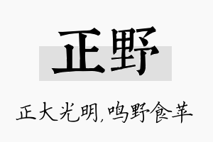 正野名字的寓意及含义