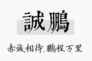 诚鹏名字的寓意及含义