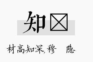 知忞名字的寓意及含义