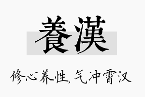 养汉名字的寓意及含义