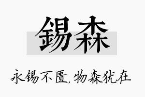 锡森名字的寓意及含义