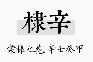 棣辛名字的寓意及含义