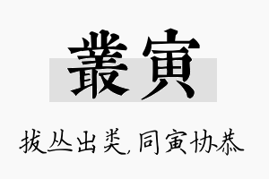 丛寅名字的寓意及含义