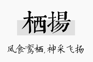 栖扬名字的寓意及含义