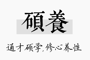 硕养名字的寓意及含义