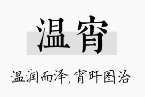 温宵名字的寓意及含义