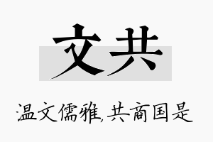 文共名字的寓意及含义