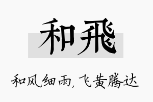 和飞名字的寓意及含义