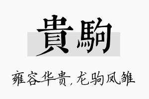 贵驹名字的寓意及含义