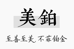 美铂名字的寓意及含义