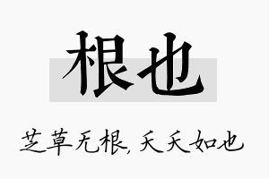 根也名字的寓意及含义