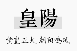 皇阳名字的寓意及含义