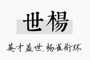 世杨名字的寓意及含义