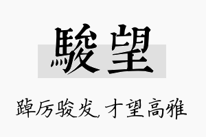 骏望名字的寓意及含义