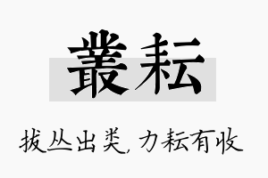 丛耘名字的寓意及含义