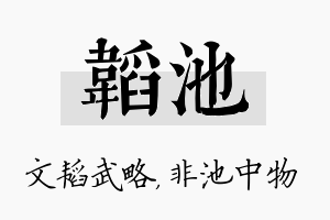 韬池名字的寓意及含义