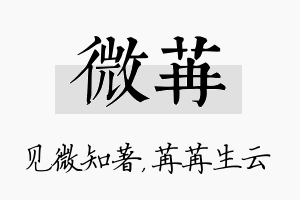 微苒名字的寓意及含义