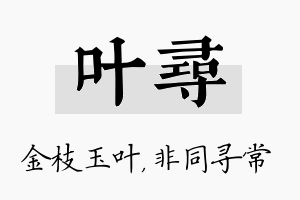 叶寻名字的寓意及含义