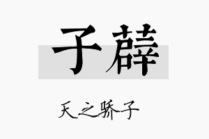 子薜名字的寓意及含义