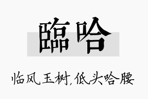 临哈名字的寓意及含义