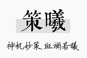 策曦名字的寓意及含义