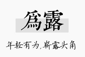 为露名字的寓意及含义