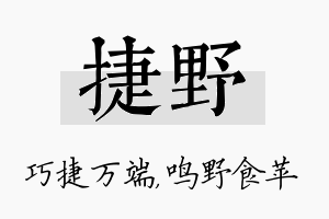 捷野名字的寓意及含义