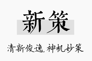 新策名字的寓意及含义